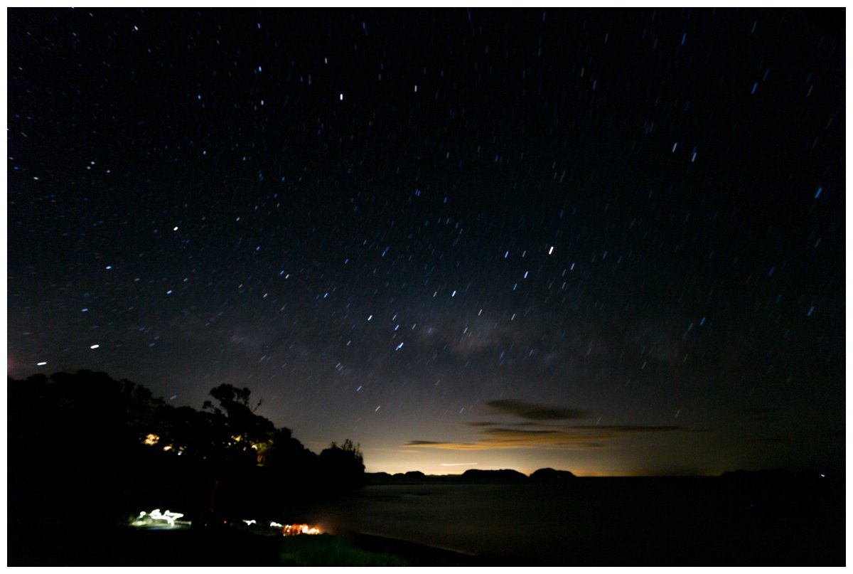 Star filled sky over Waitete Bay at Labour Weekend